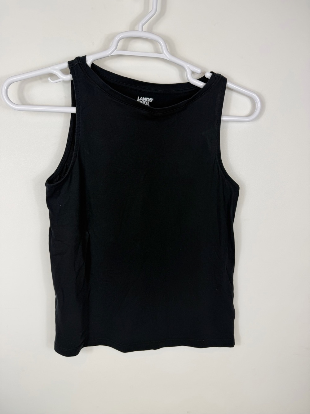 Lands' End Black Sleeveless Crewneck Tank Small